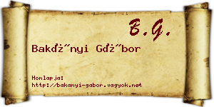 Bakányi Gábor névjegykártya
